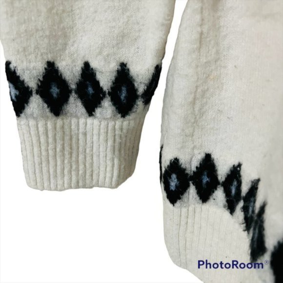 VINTAGE Fair isle Icelandic-Chunky-hand-knitted-White-Winter-Fisherman S… - Picture 3 of 6